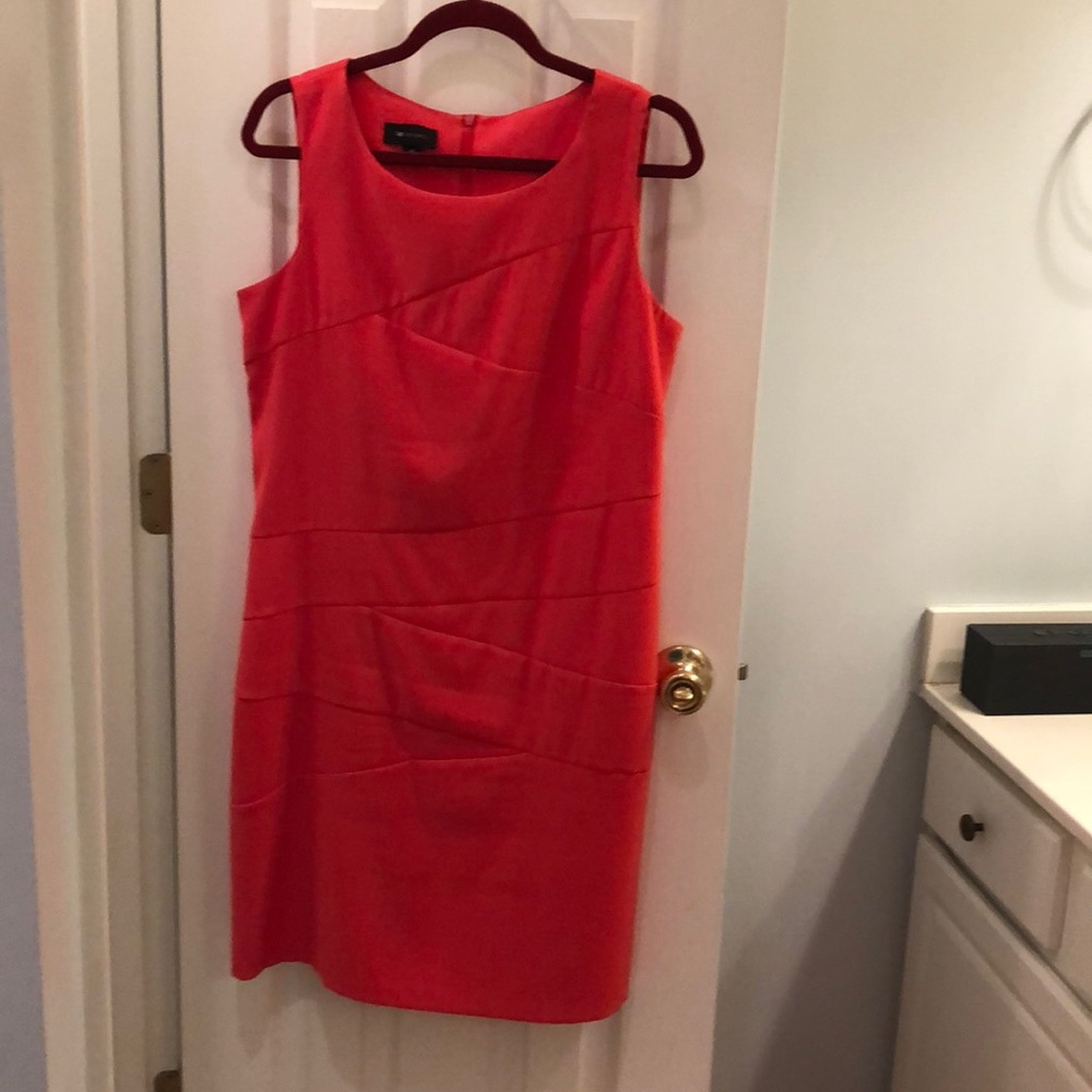 Coral colored sleeveless dress